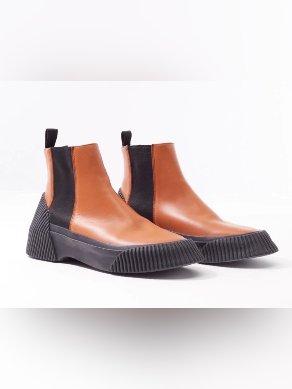 3.1 Phillip Lim Lela Vulcanized Chelsea Boots Cognac Tan Black Size 38